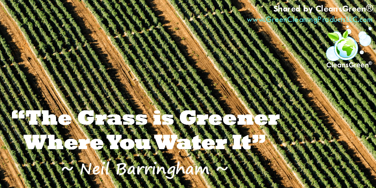“The Grass is Greener Where You Water It,” as stated so eloquently by Neil Barringham | Quote